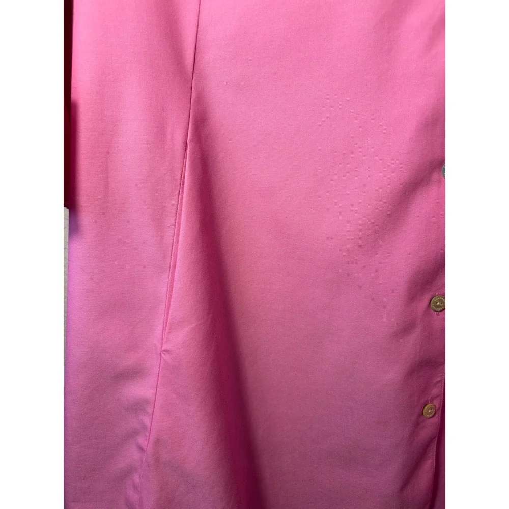 Foxcroft NYC Heritage Non-Iron Pink Cotton Button Down Tunic Shirt Pockets 12